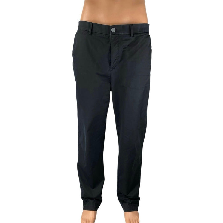 Banana Republic Men's Black High Waaist Slim Trousers Chino Khaki Pants 34x32