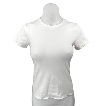 WeWoreWhat Women's White Short Sleeve Slim Fit Crew Neck T Shirt Tee Top Size M