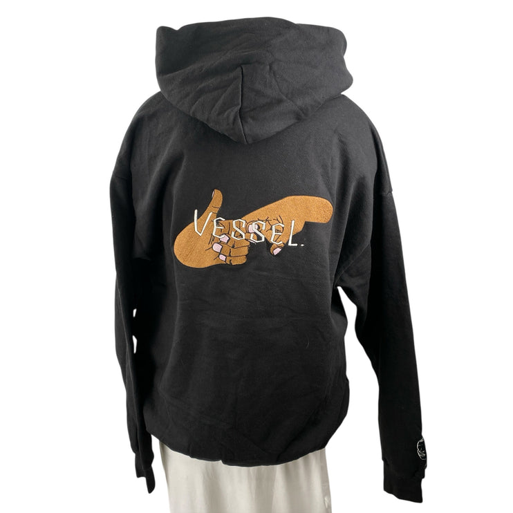Vessel Women's Black Hoodie Hooded Logo Long Sleeve Sweatshirt Top Size XXL