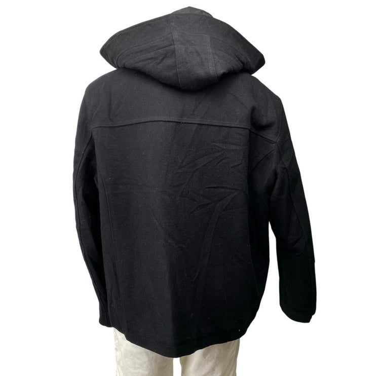 Tahari Men's Black Wool Detachable Hood Hoodie Full Zip Waterproof Jacket Sz XXL
