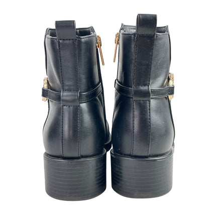 Tommy Hilfiger Women's Black Leather  Round Toe Block Heel Ankle Booties Boots 8