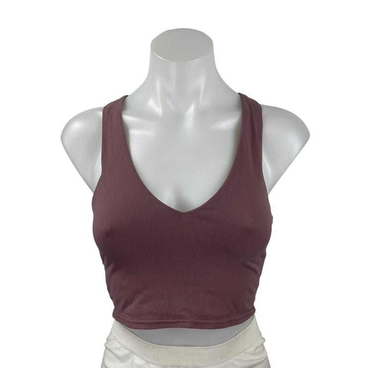 Alo Yoga Dusty Purple V Neck Racerback Workout Running Athletic Crop Top Size S