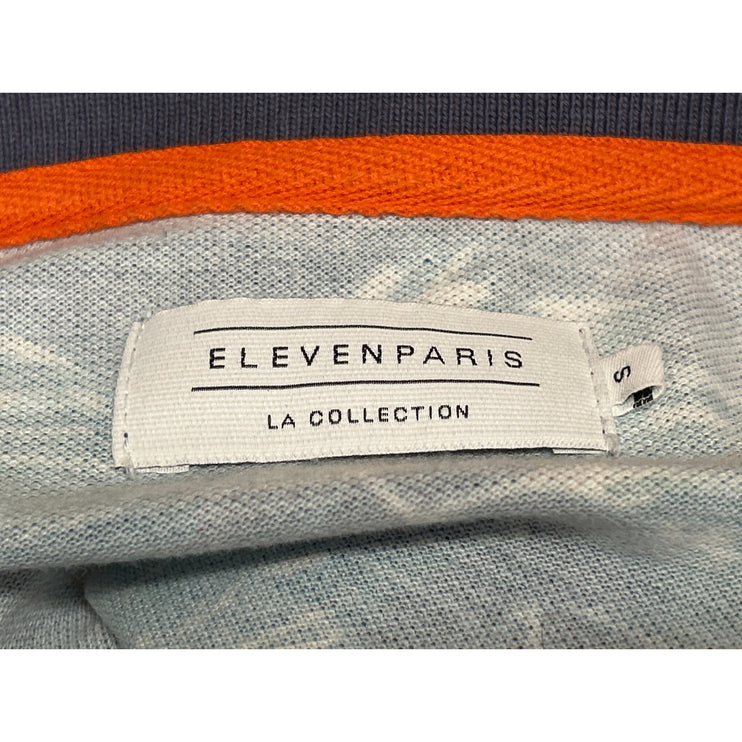 Eleven Paris Men's Blue Tropical Graphic Short Sleeve Polo Shirt Top Size S