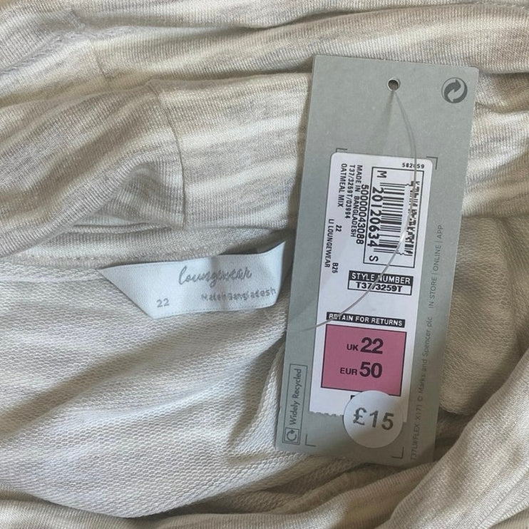 NEW Marks & Spencer Stripe Hooded Long Sleeve Casual Lounge Tee T-Shirt Top 18