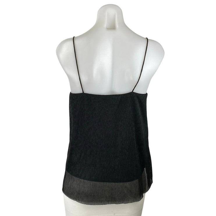 Cotton Candy LA Black Sleeveless Square Neck Plisse Cami Camisole Tank Top Sz S