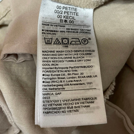 GAP Women's Beige High Waisted Pleated Straight Wide Leg Trouser Pants Size 00