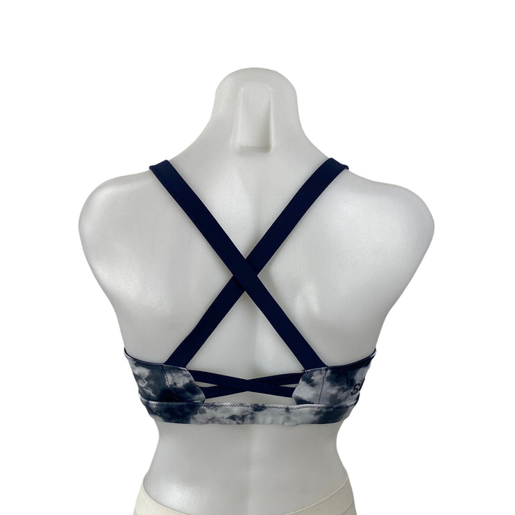 SoulCycle Blue Tie Dye Crossback Yoga Workout Athletic Sports Bra Crop Top Sz S