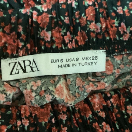 Zara Multicolor Floral Tie Belt Elastic Waist Ruffles Pull On Flowy Mini Skirt S