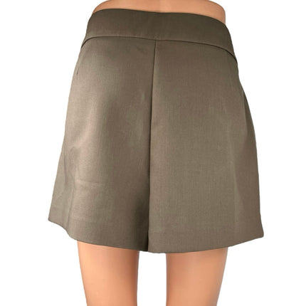 Zara Women's Brown Tan High Waist Straight Pencil Mini Wrap Skort Skirt  Size L