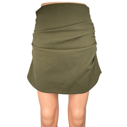 Zara Women's Green Side Ruched High Waisted Stretch Mini Pencil Skirt Size M