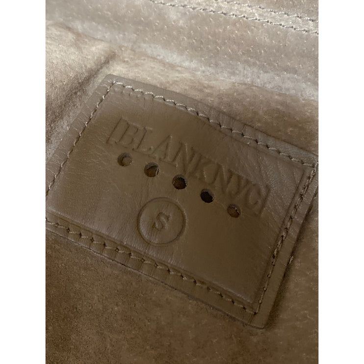 BlankNYC Beige Tan 100% Leather Suede Long Sleeve Zip Up Biker Moto Jacket Sz S