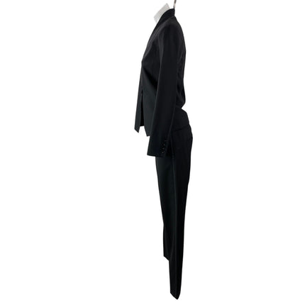 Vince Women's Black Wool Long Sleeve V Neck Blazer Trousers Suit Set Size 2