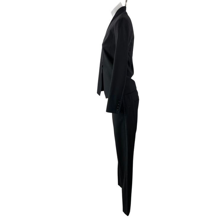 Vince Women's Black Wool Long Sleeve V Neck Blazer Trousers Suit Set Size 2