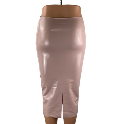 Kikiriki Women's Faux Vegan Leather Vinyl High Rise Midi Pencil Bodycon Skirt S