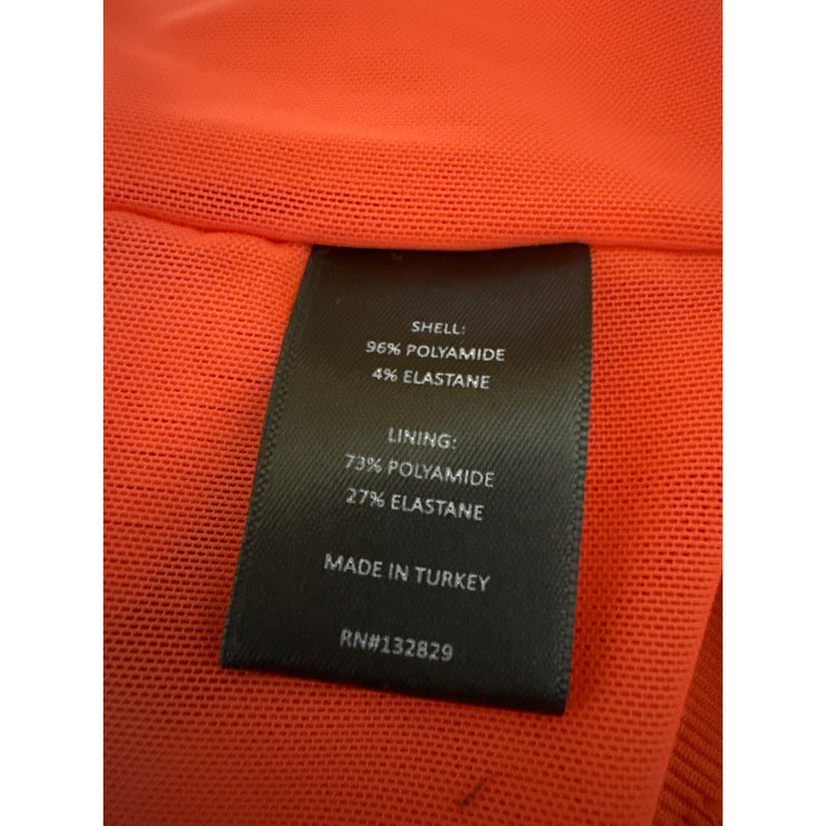NBD Pink Orange Knit Strapless Colorblock Tube Bandeau Sheath Midi Dress Size M