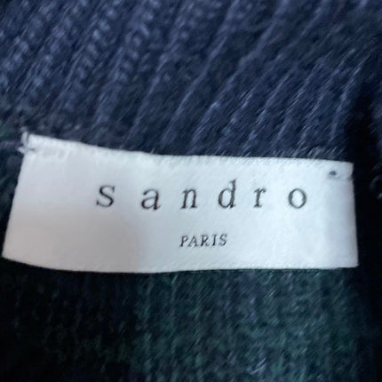 Sandro Paris Patience Green Blue Crystal Embellish Half Zip Check Sweater Top M