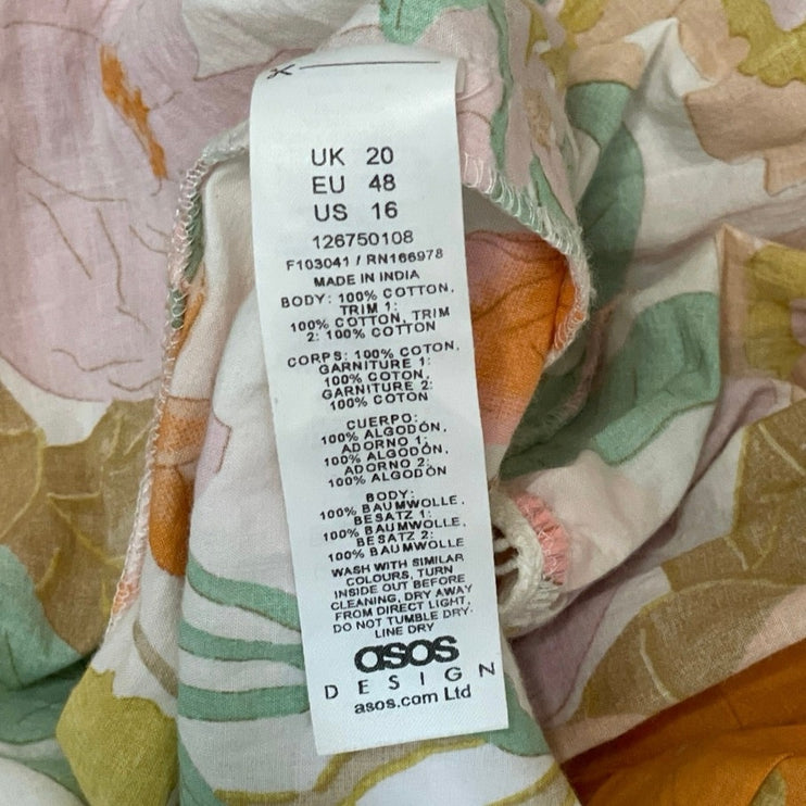 Asos Design Multicolor Floral Ruffle Tiered Maxi Tank Flare A-Line Sun Dress 16