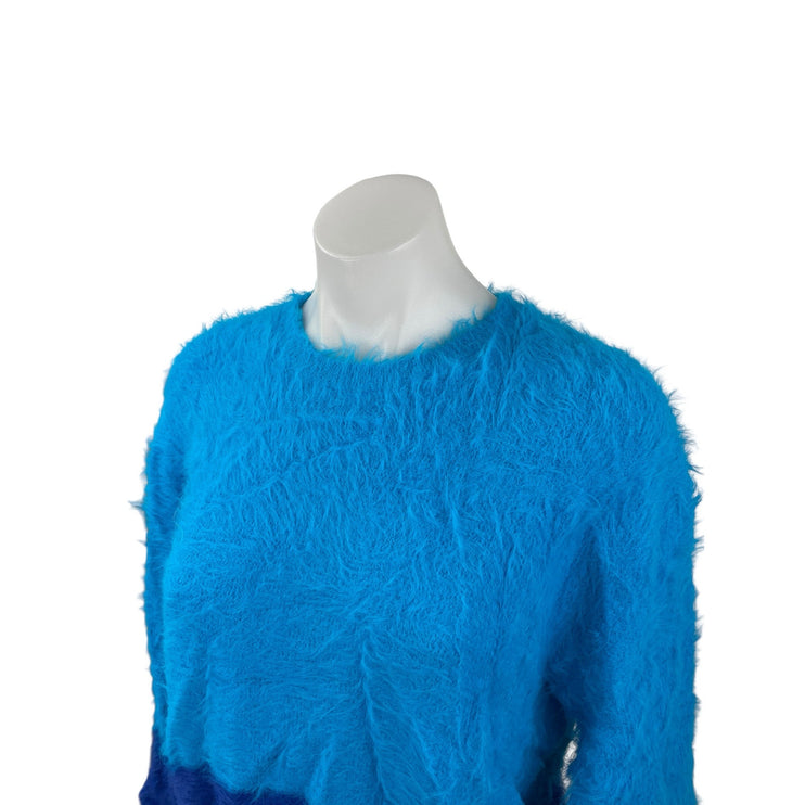 One Teaspoon Fluffy Women's Blue Colorblock Crew Neck Long Sleeve Sweater Top XS