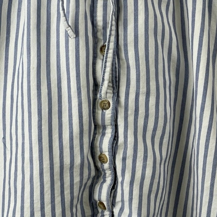 Abercrombie & Fitch Blue Striped Sleeveless Tie Waist Button Up Shirt Top Sz XS