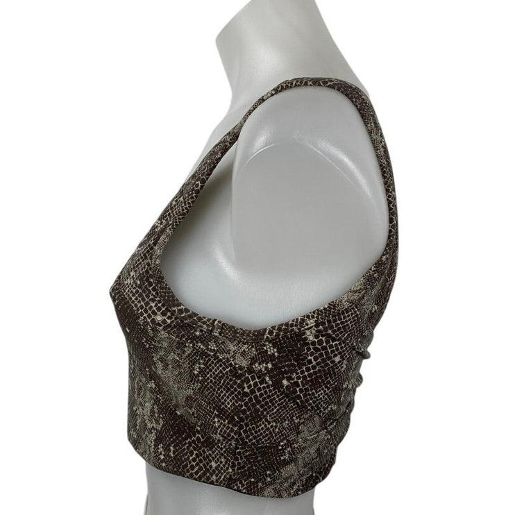 Varley Let's Go Walker Snakeskin Yoga Athletic Activewear Crop Tank Bra Top Sz M