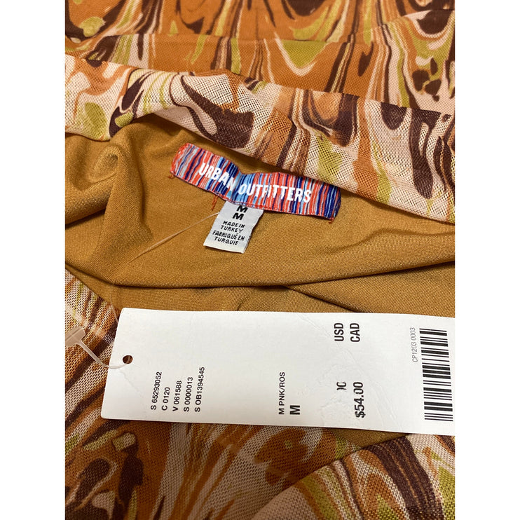 NEW Urban Outfitters Abstract Marble Ruched Retro Mini Pencil Bodycon Skirt Sz M
