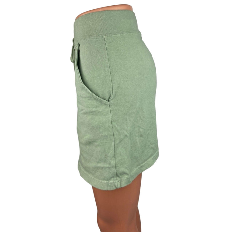 Brandy Melville Green 100% Cotton Drawstring Pockets A Line Mini Skirt Size S