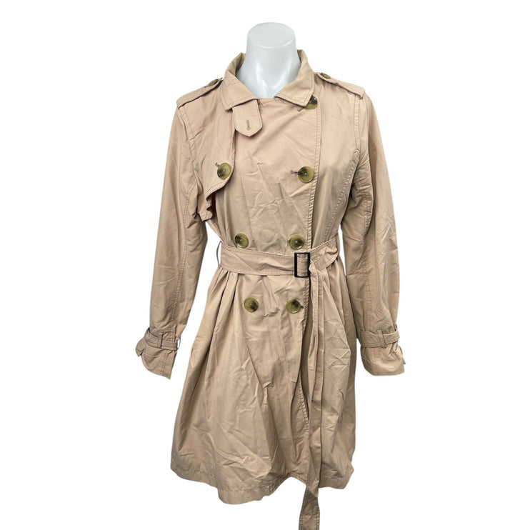 GAP Beige Long Sleeve Mock Neck Belted Double Breasted Trench Coat Jacket Size S