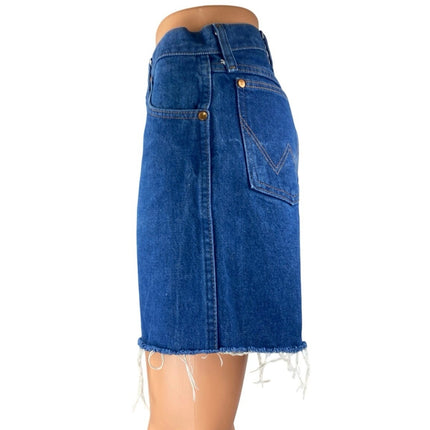 Wrangler Women's Blue High Waist Frayed Cut-Off Bermuda Denim Jeans Shorts 33x34