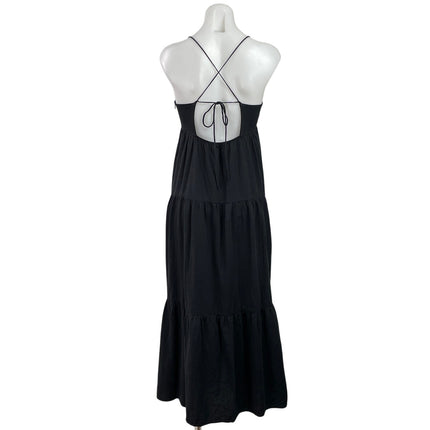Princess Polly Black Sleeveless Crossback Deep V Neck Tiered A Line Maxi Dress 2