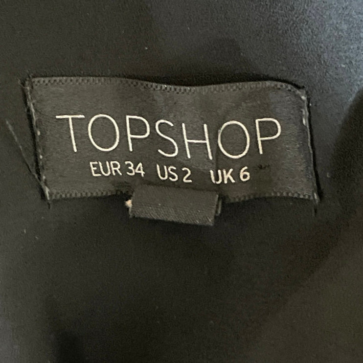Topshop Women's Black Sleeveless Cami Camisole Tank V Neck Mini Dress Size 2