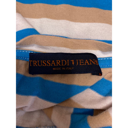 Trussardi Jeans Women's Multicolor Striped Sequin Short Sleeve T Shirt Tee Top M