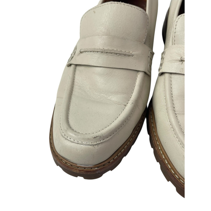 Madewell The Corinne Women's White Leather Round Toe Slip On Loafers Shoes 8.5