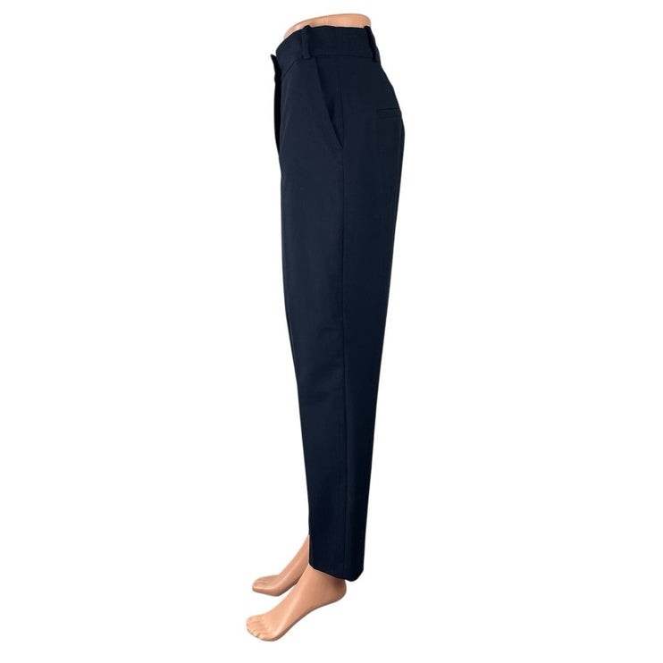 Zara Women's Black High Rise Slim Fit Tapered Leg Ankle Trousers Pants Size S