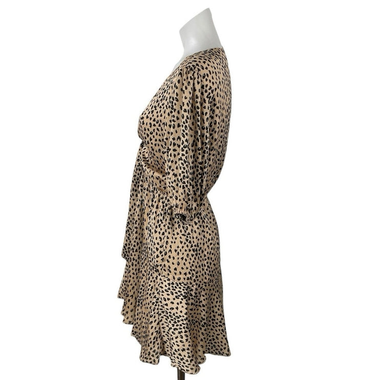 Petal and Pup Eisley Verge Leopard Print Puff Sleeve Mini Flare A-Line Dress 6