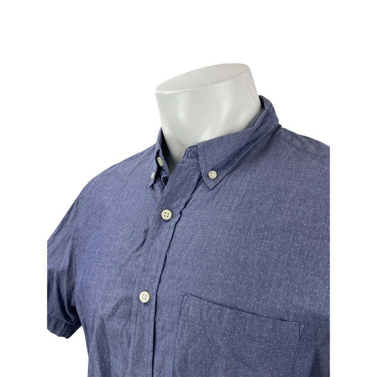 Banana Republic Stretch Soft Wash Standard Fit Blue Button Down Shirt Top Size L