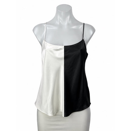 Club Monaco White Black Sleeveless Silk Satin Cami Camisole Two Tone Tank Top SP
