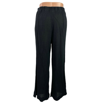 Shade & Shore Black Pull On High Rise Gauze Wide Leg Beach Cover Up Pants Size M