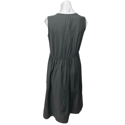 JOS Women's Gray Silk Sleeveless Pleated Crew Neck Midi A Line Tank Dress Sz 10