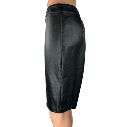 Express x Olivia Culpo Black Faux Vegan Leather High Waist Bermuda Shorts Size 6