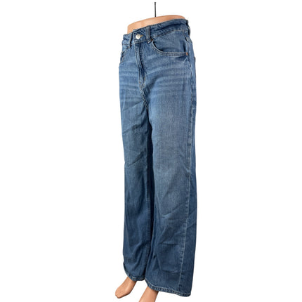 H&M Women's Blue High Waisted Wide Leg Baggy Y2k Casual Denim Jeans Size 8