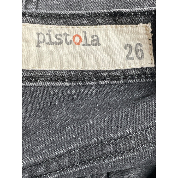 Pistola Women's Gray Front Slit Hem High Rise Ankle Skinny Denim Jeans Pants 26