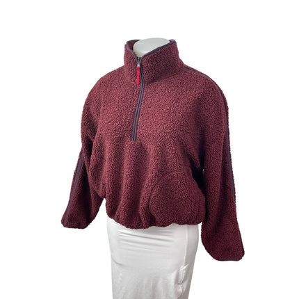Old Navy Women's Red Faux Sherpa Fleece Half Zip Pullover Sweater Top Size XL