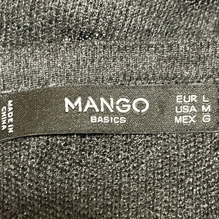 MANGO Basics Black Gray Long Sleeve Knit Subtle Pullover Sweater Top Size M