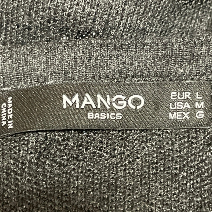 MANGO Basics Black Gray Long Sleeve Knit Subtle Pullover Sweater Top Size M