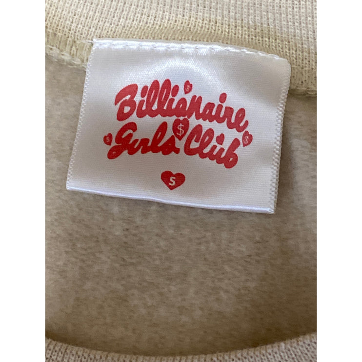 Billionaire Girls Club Queen of Hearts Beige Graphic Sweatshirt Sweater Top S