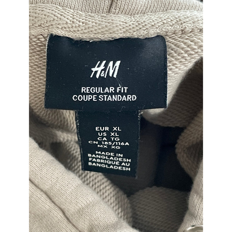 H&M Women's Beige Long Sleeve Relaxed Hoodie Hooded Sweatshirt Top Size XL