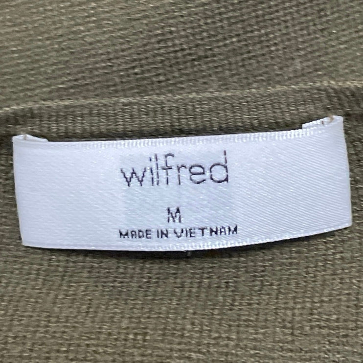 Aritzia Wilfred Olive Green Knit Balloon Sleeve Button Down Cardigan Sweater M