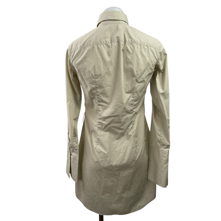 Gap Womens Beige Long Sleeve Collared Button Down A Line Mini Shirt Dress Size 2
