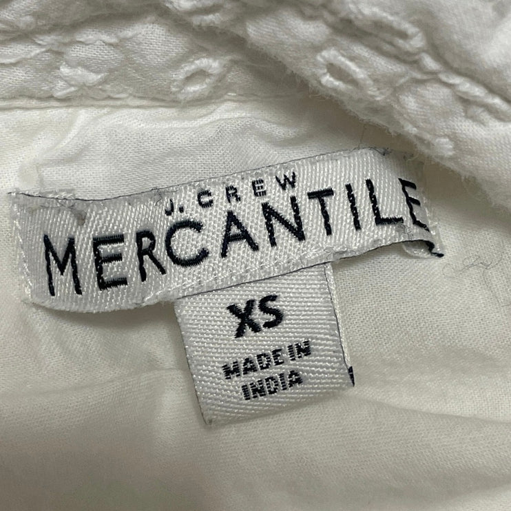 J.Crew Mercantile White Eyelet Embroidered Short Sleeve A Line Mini Dress XS