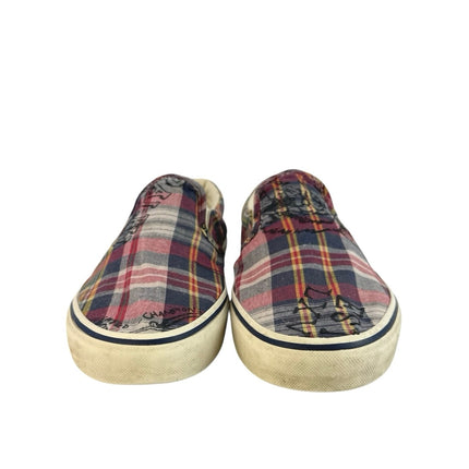 Polo Ralph Lauren Keaton Multicolor Plaid Slip On Round Toe Sneakers Shoes Sz 11